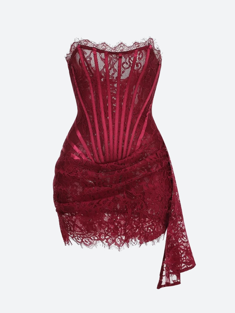 Lace Strapless Mini Dress