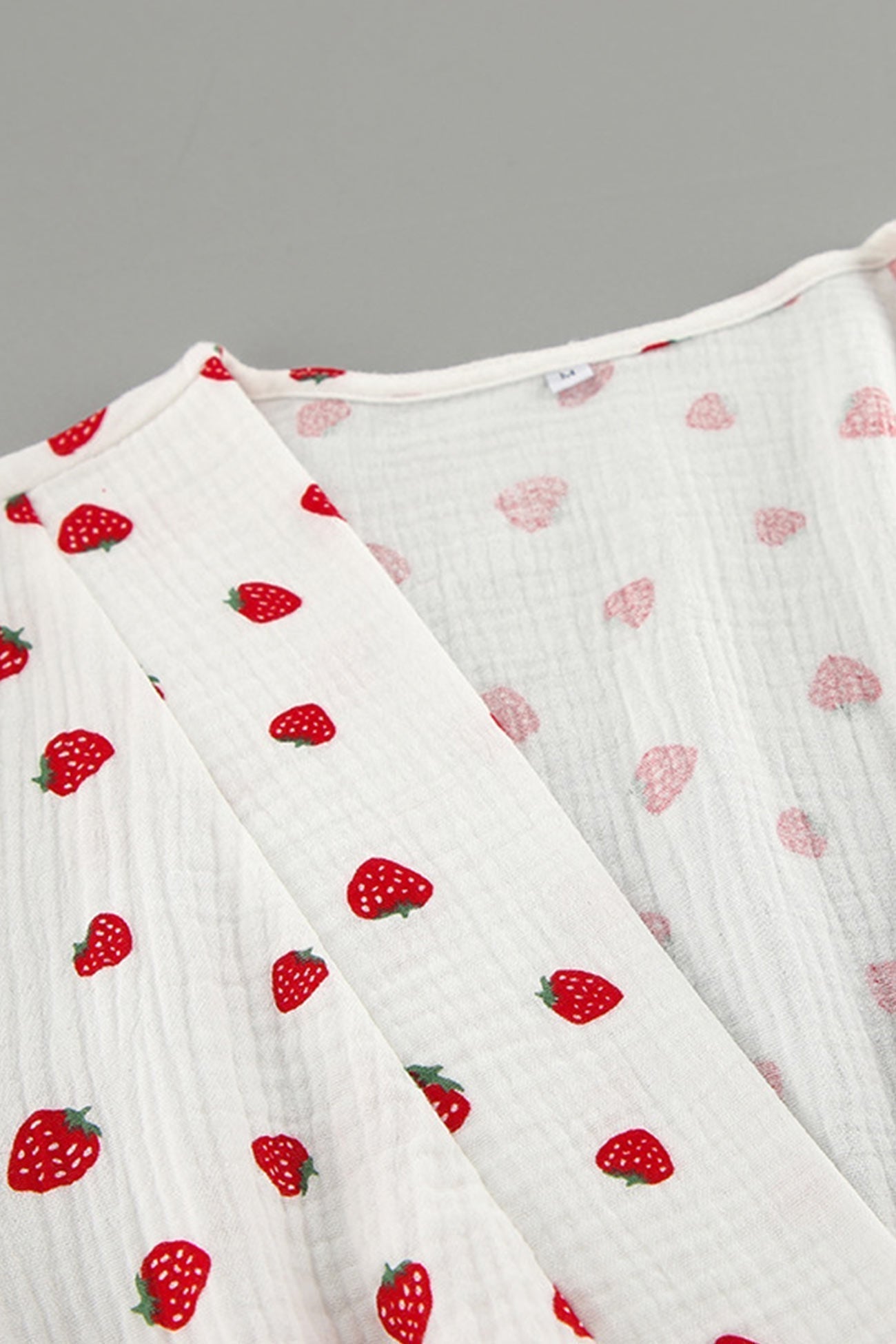 Print Strawberry Puff Sleeve Cotton Dress