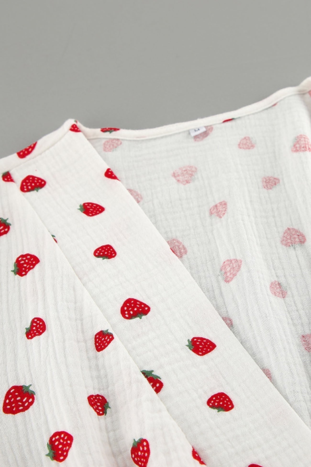 Print Strawberry Puff Sleeve Cotton Dress