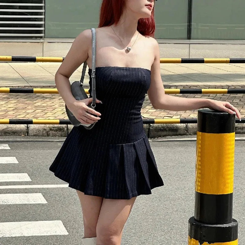 Strapless Striped Mini Dress