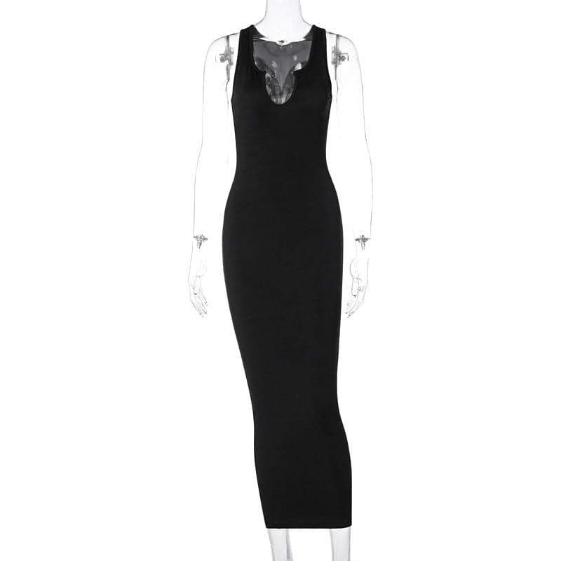Summer Dresses Women Style Uneck Sleeveless Slim Fit Dress