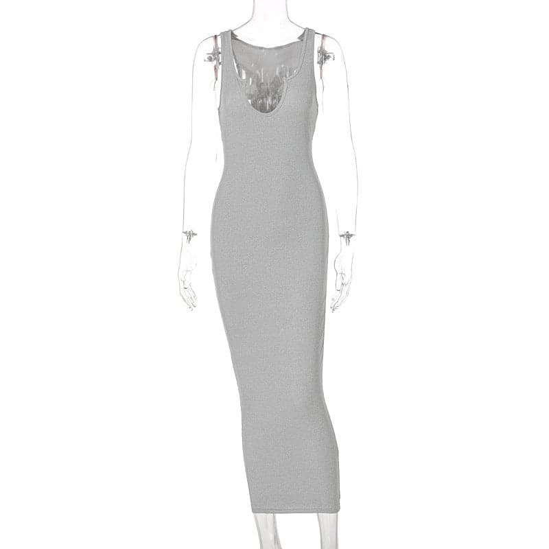 Summer Dresses Women Style Uneck Sleeveless Slim Fit Dress