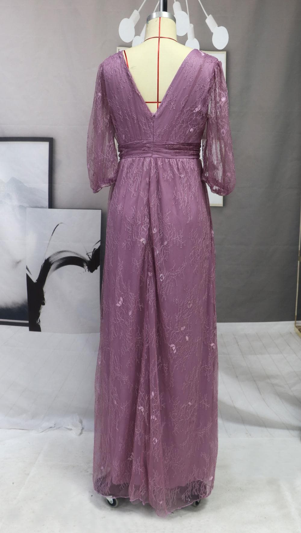 Summer Women VNeck Full Sleeve Long Party Dress
