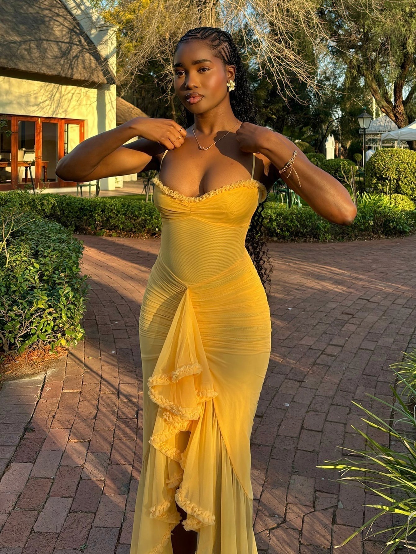 Nora Premium Maxi Dress with Spaghetti Straps and Ruffles Elevated Occasion Wear