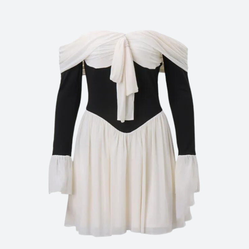 Front Tie Off Shoulder Corset Mini Dress