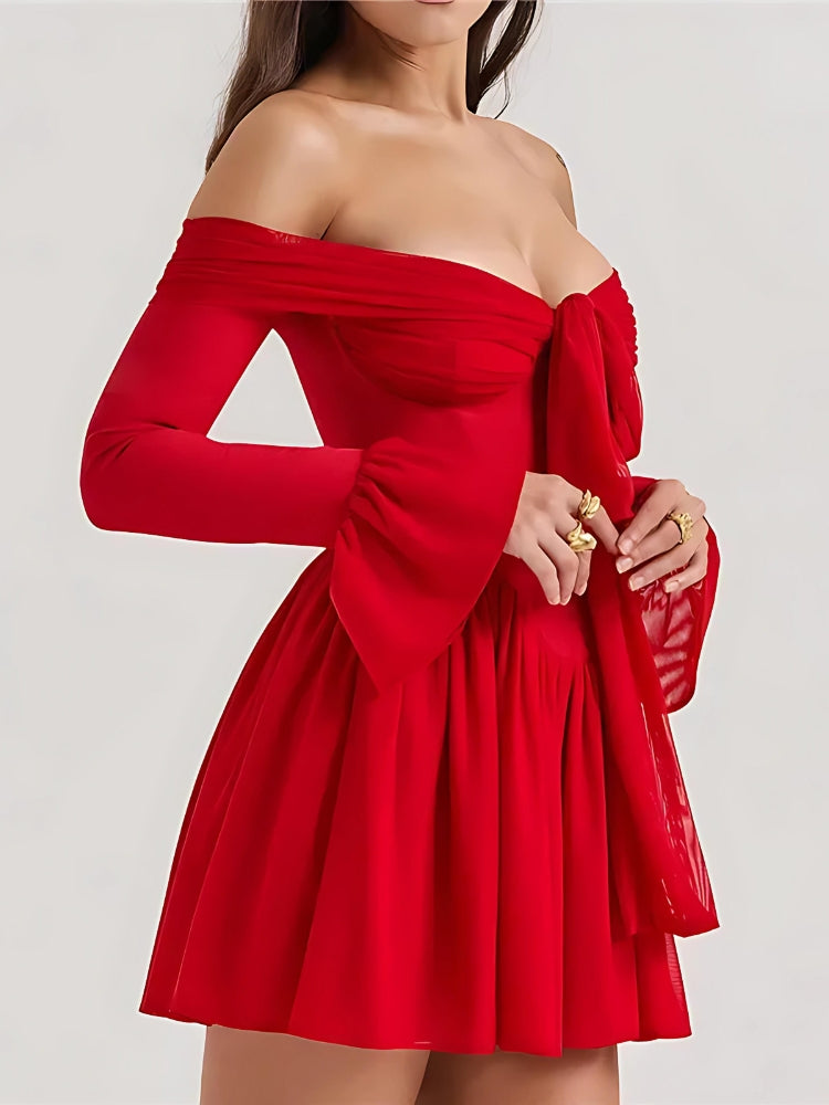 Front Tie Strapless Corset Mini Dress