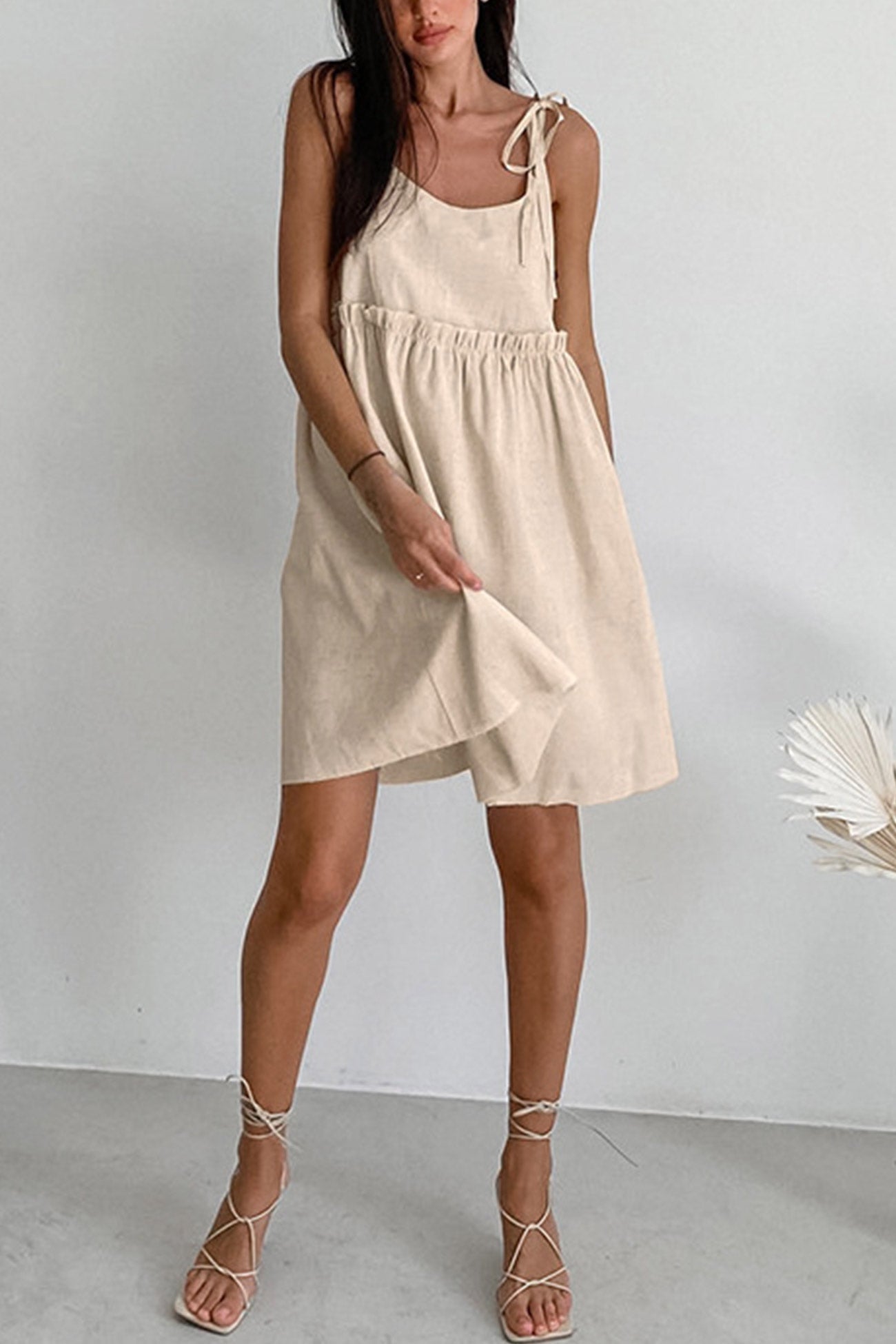 Straps Tie-up Cotton Cami Dress