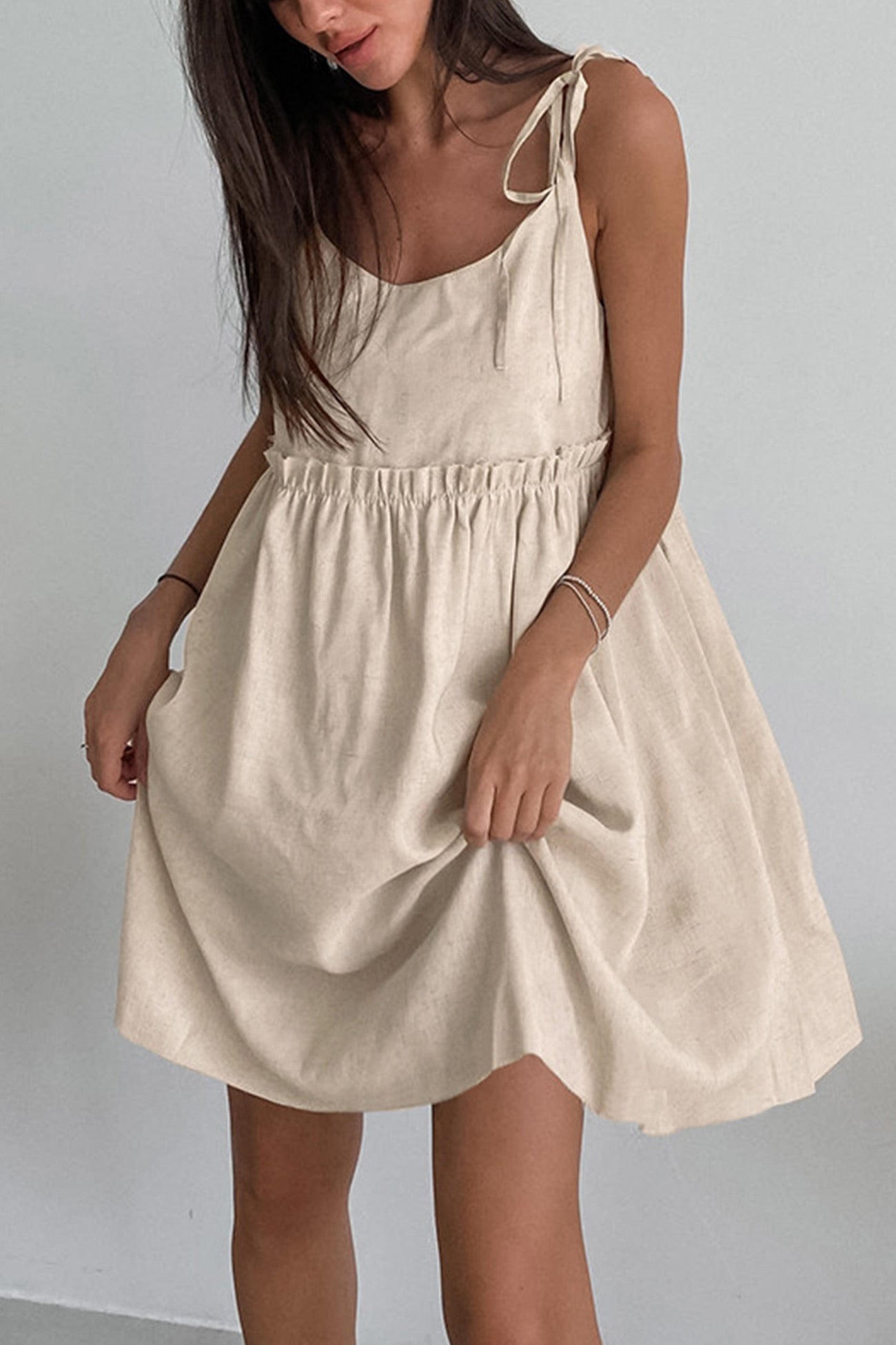 up Tie Straps Cotton Cami Dress