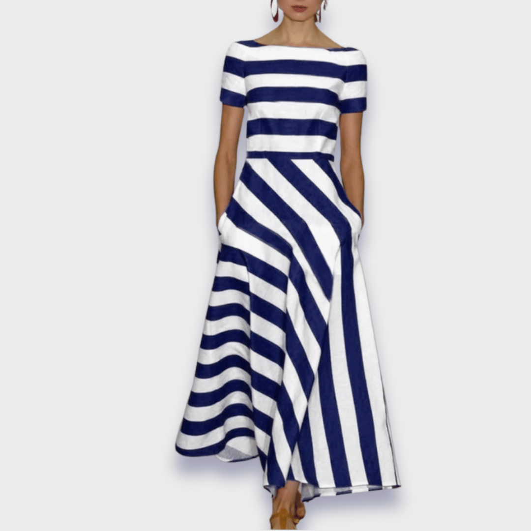 Lucia Striped Womens Maxi Dress with Relaxed Fit and Boutique Modern Look