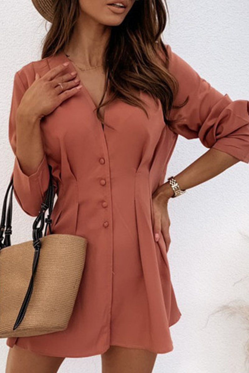 Statement Gaia Long Sleeved V Neck Mini Dress Boutique Collection