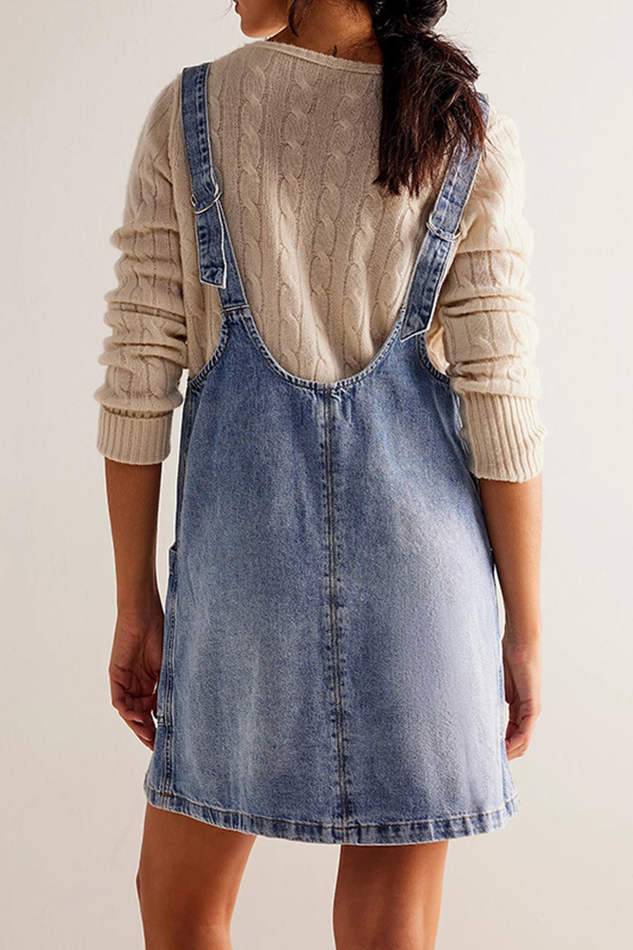 Neck V Backless Tank Denim Dress