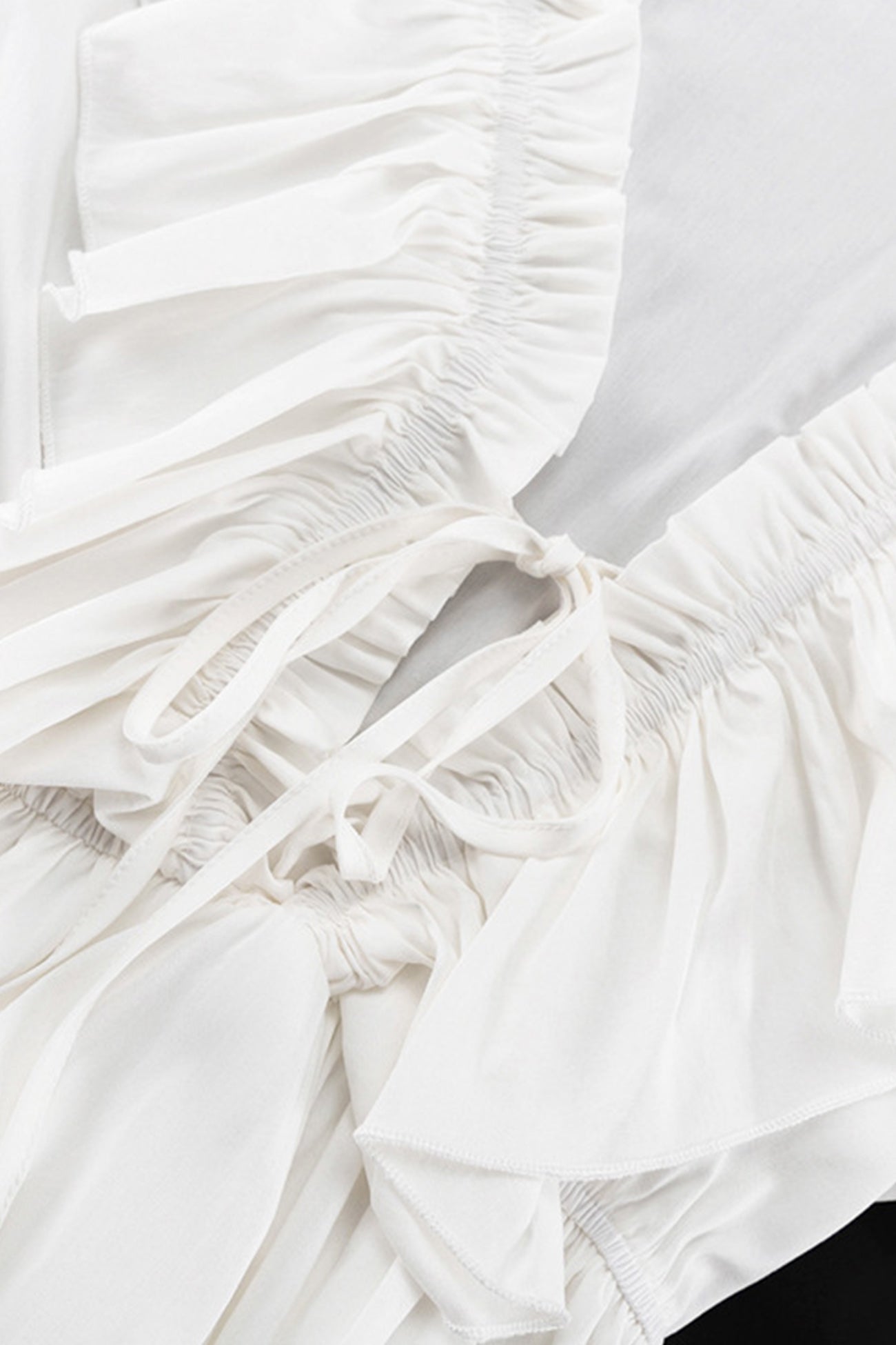 Neck V Pleated Trumpet Sleeve Ruffle Dress