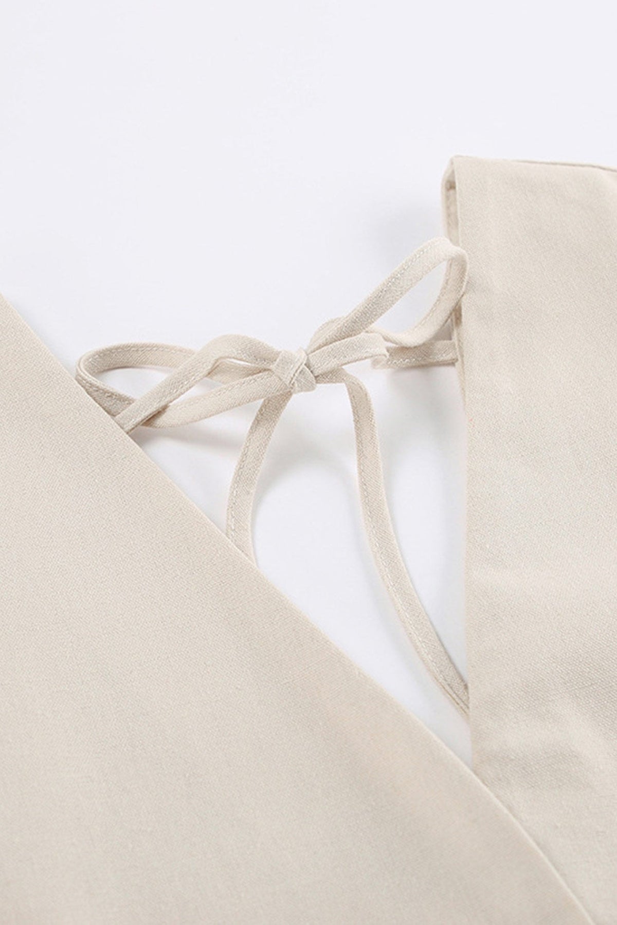 Neck V Single breasted Cotton Linen A line Dress