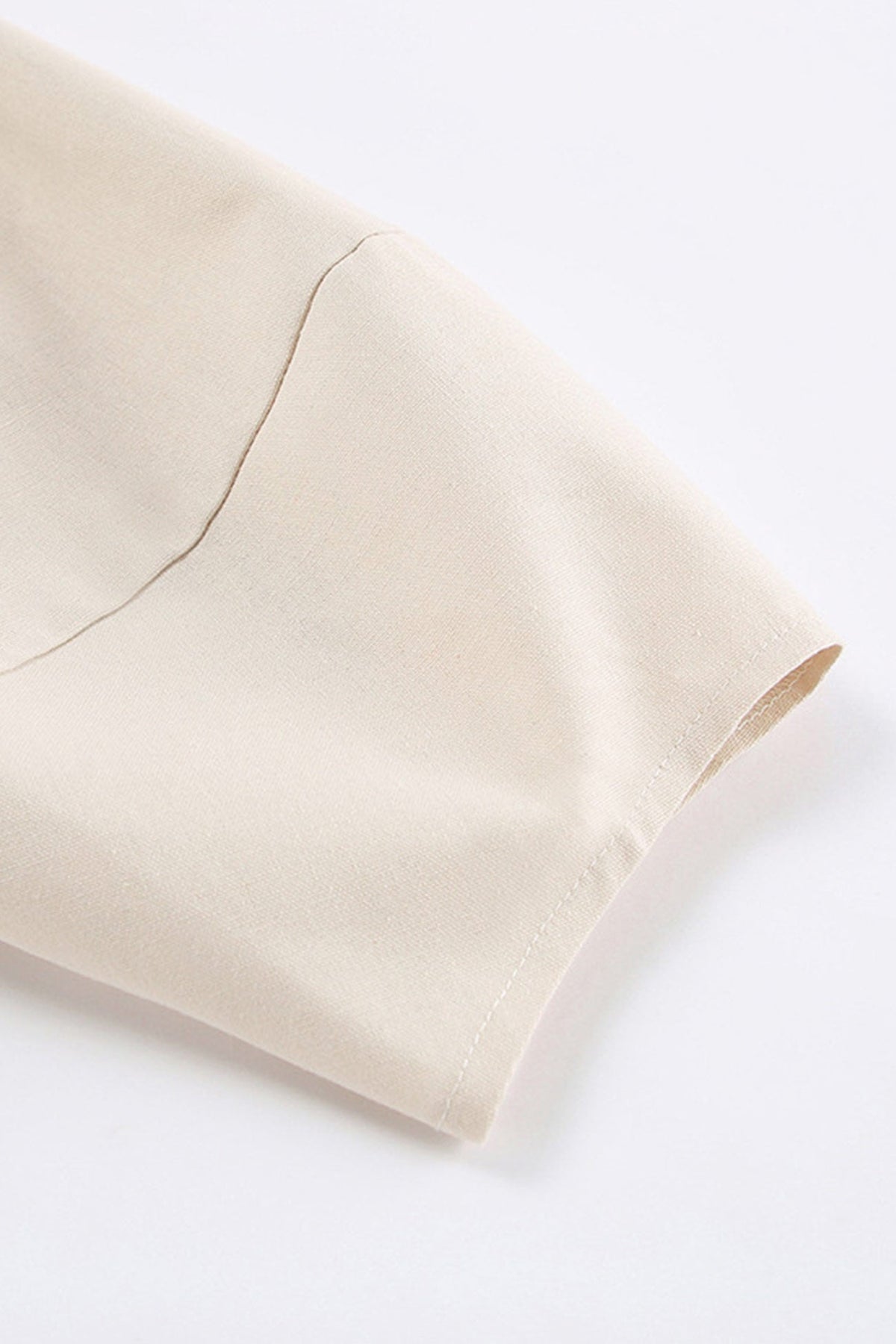 Neck V Single breasted Cotton Linen A line Dress