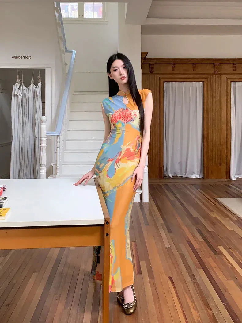 Classic Floral Cut Out Maxi Dress