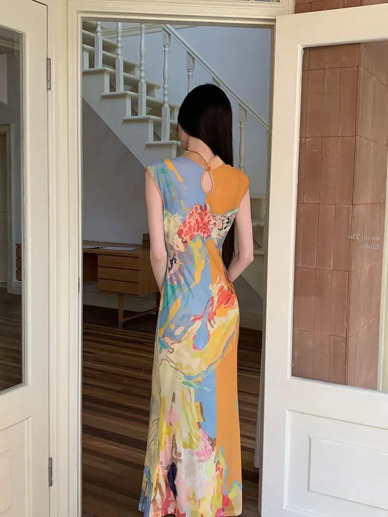 Classic Floral Cut Out Maxi Dress