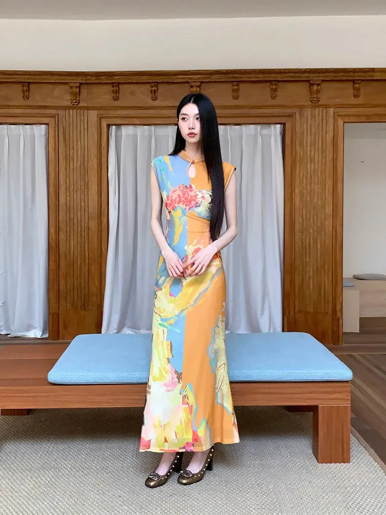 Classic Floral Cut Out Maxi Dress