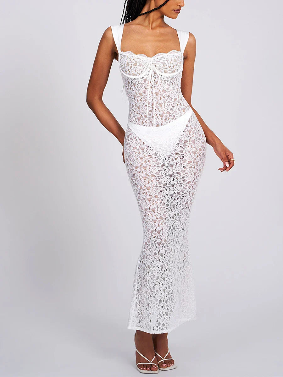 2024 Graceful SeeThrough Backless Wedding Lace Dress