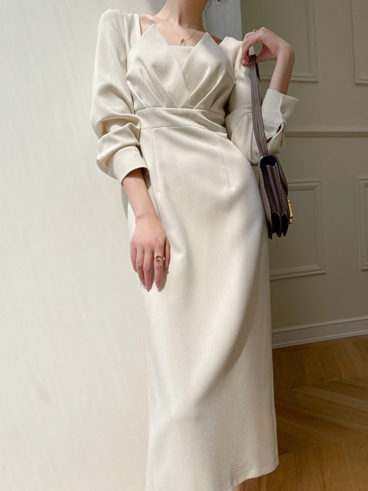 Long Sleeve Classic Fashion Chic Evening Vestido Female Birthday