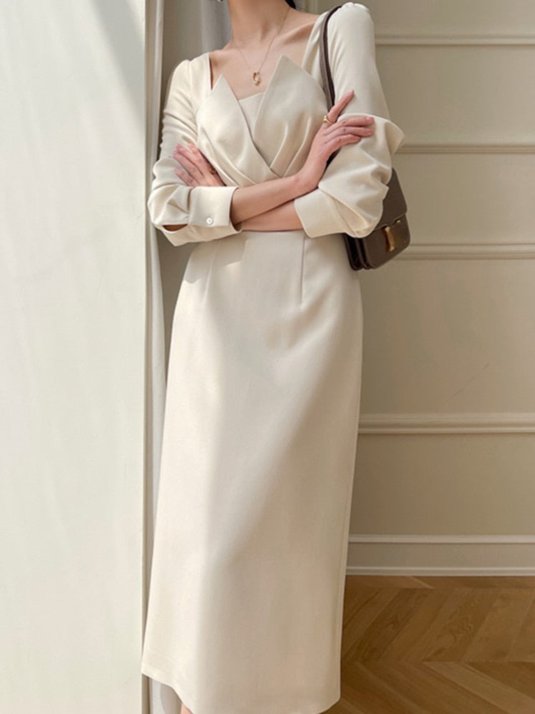 Long Sleeve Classic Fashion Chic Evening Vestido Female Birthday