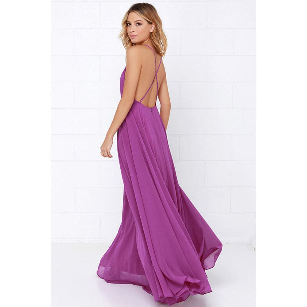Women Plus Size Party Strap Style Bahemian Beach Chiffon Backless Dress