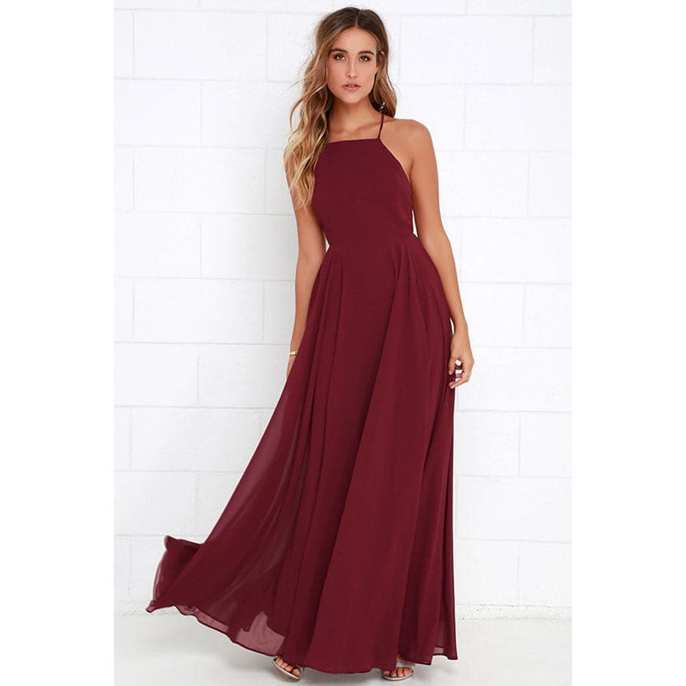 Women Plus Size Party Strap Style Bahemian Beach Chiffon Backless Dress