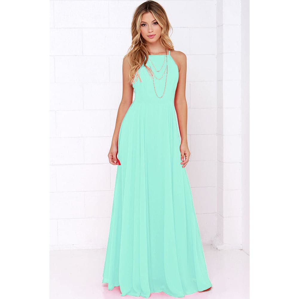 Women Plus Size Party Strap Style Bahemian Beach Chiffon Backless Dress