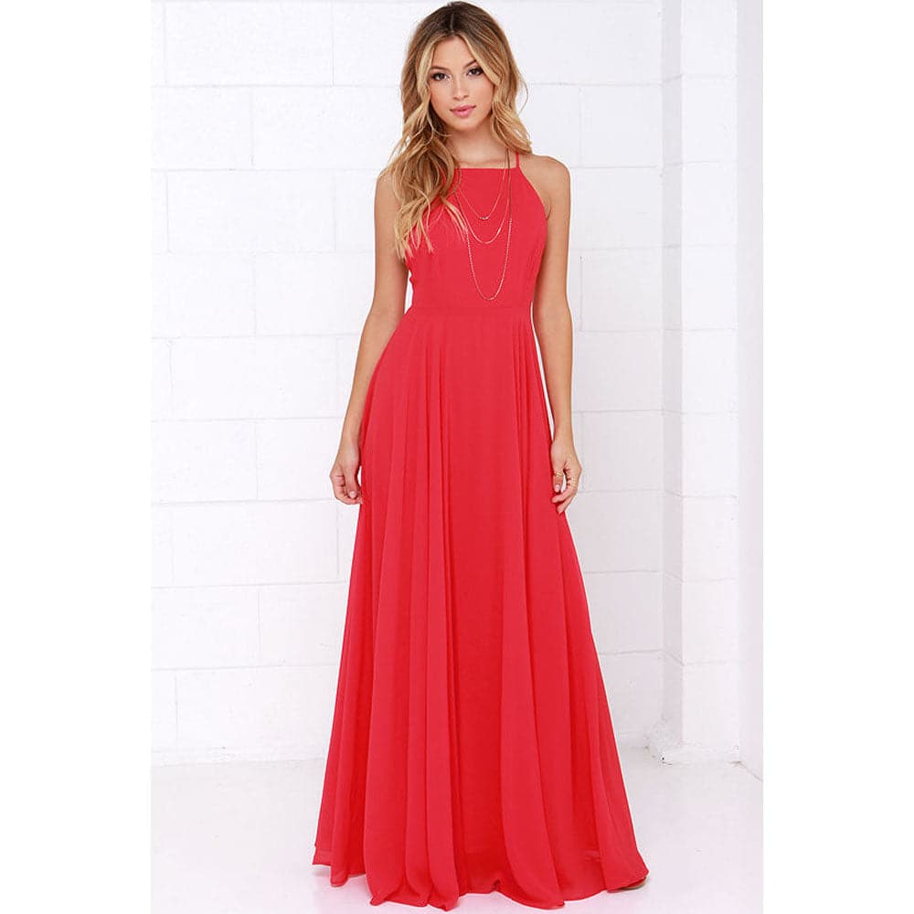 Women Plus Size Party Strap Style Bahemian Beach Chiffon Backless Dress
