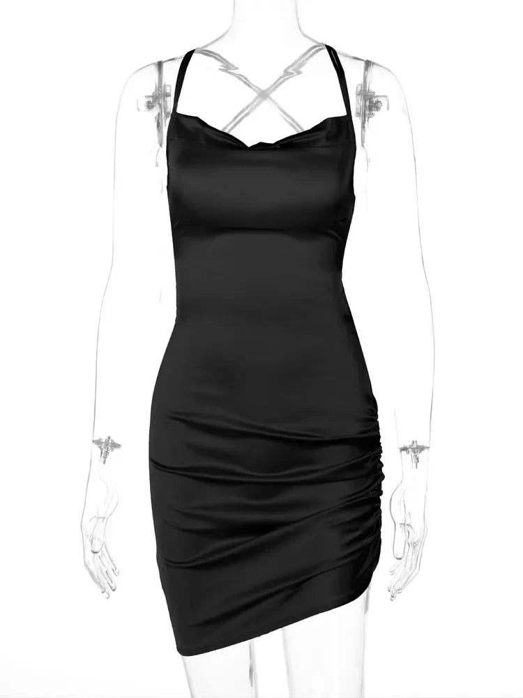 Strap Mini Lace Up Cross Backless Bodycon Graceful Club Midi Dresses