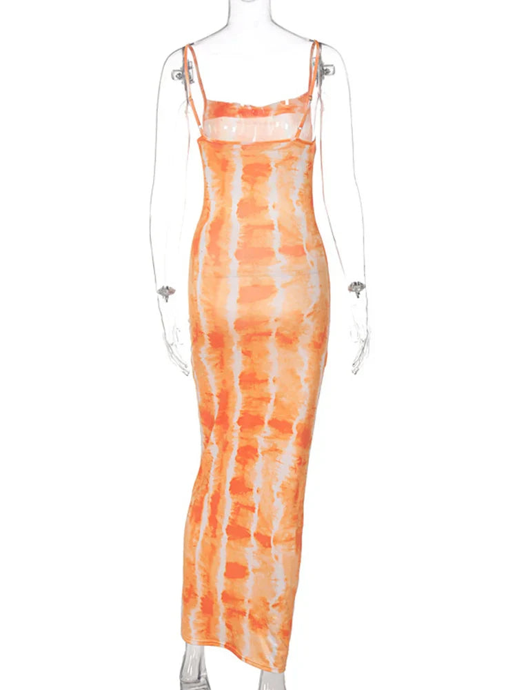 Sleeveless Summer Slim Printed Bodycon Long Female Streetwear Wholesale Midi Dresses