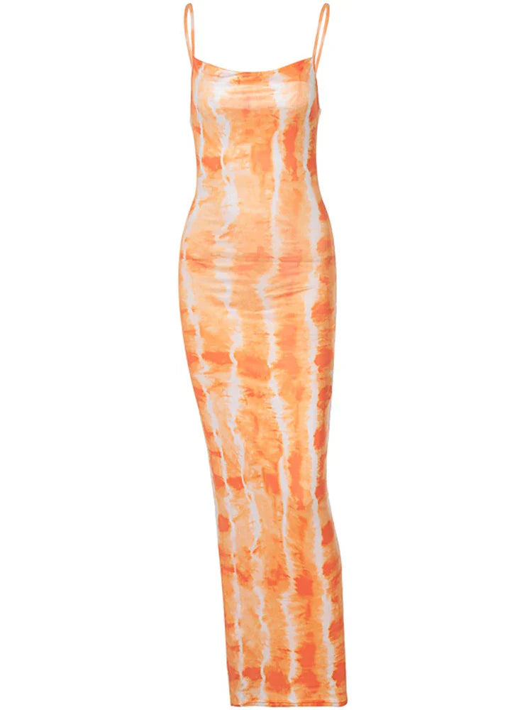 Sleeveless Summer Slim Printed Bodycon Long Female Streetwear Wholesale Midi Dresses