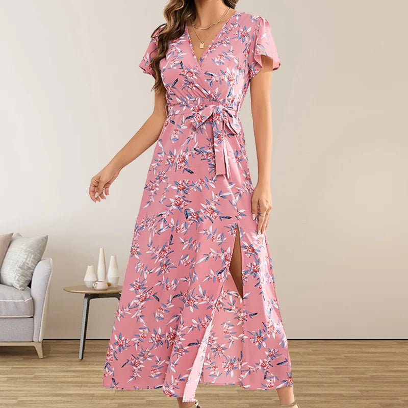 Summer Puss Bohemian Floral Bodycon Graceful Streetwear Midi Dresses