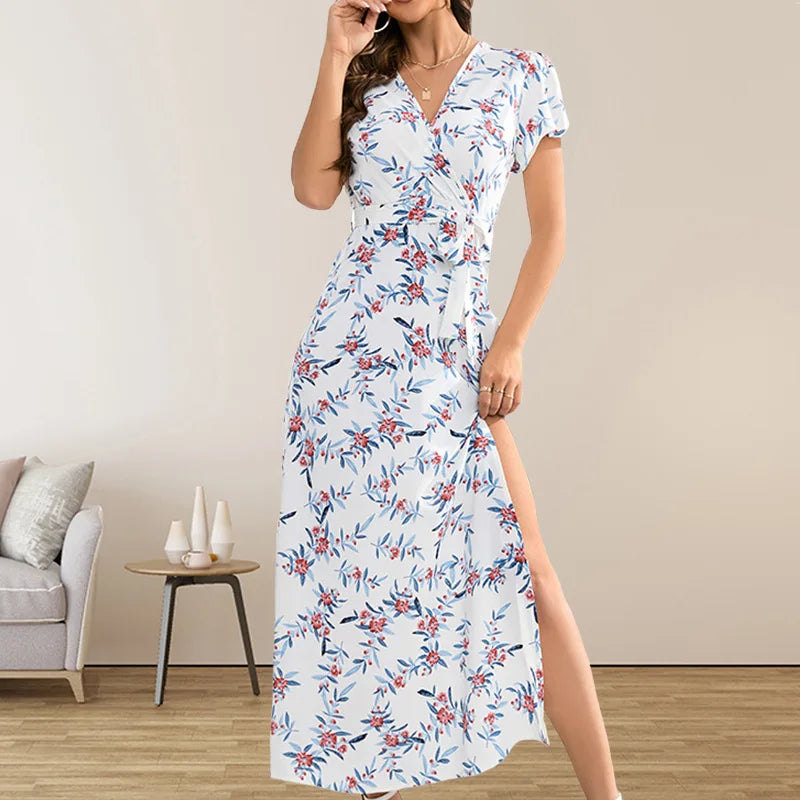 Summer Puss Bohemian Floral Bodycon Graceful Streetwear Midi Dresses