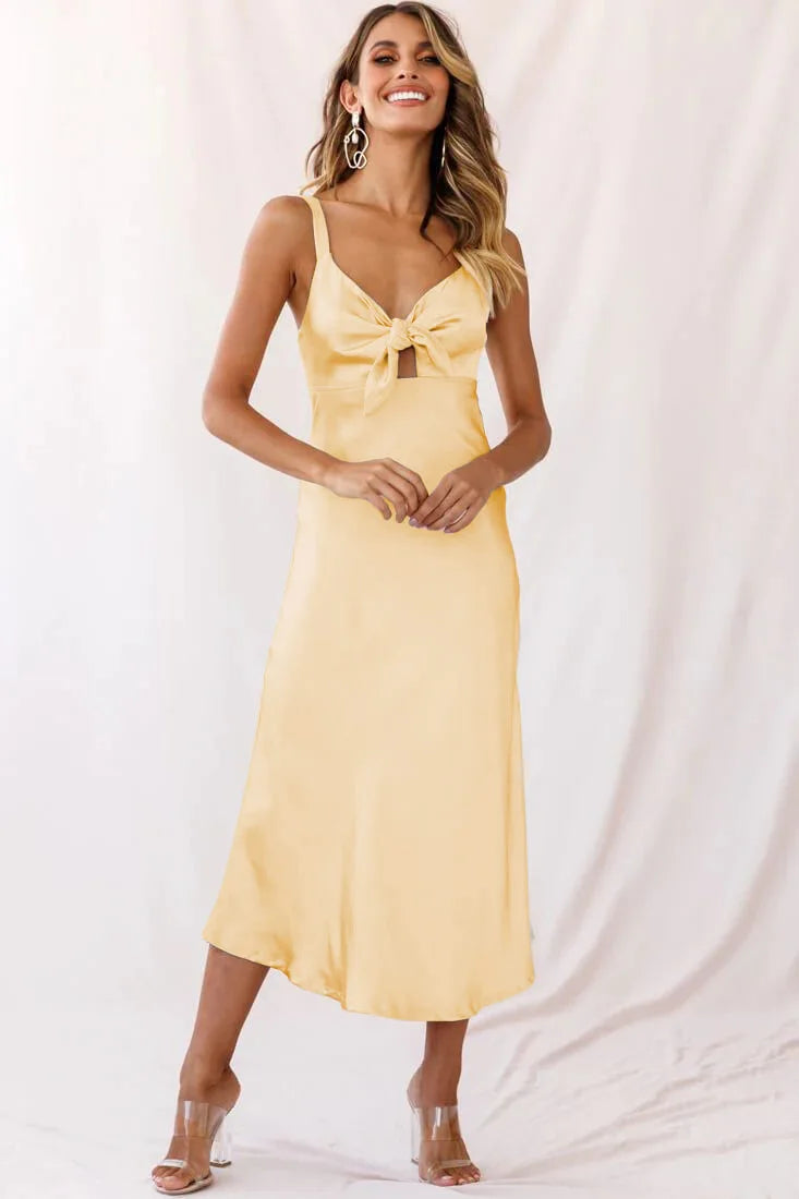 Lace Pink Satin Slim Midi Dress