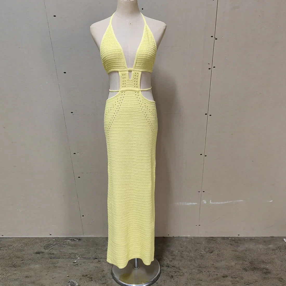 Wrap Hip Pure Hollow Slim Streetwear Midi Dresses