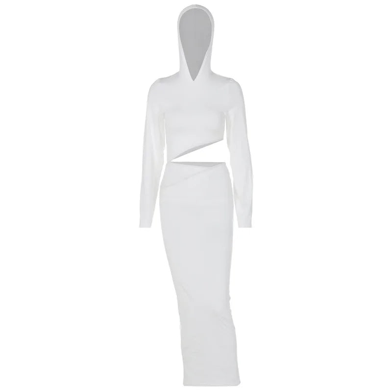 New Fashion Personality Slimfit Hooded Easygoing Y2K Midi Dresses