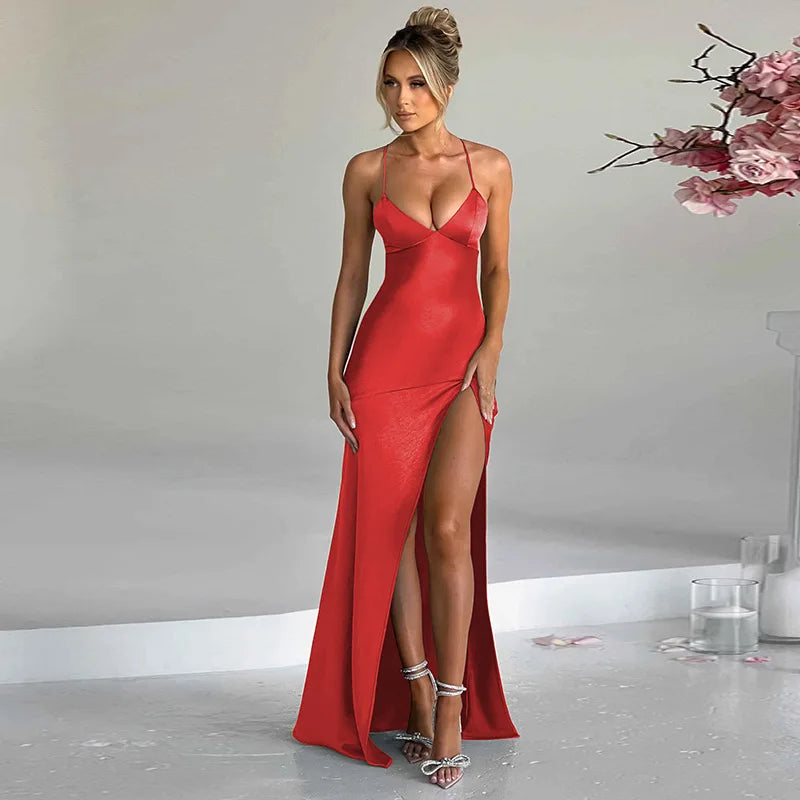 Puss Autumn/Winter Vneck Halter Evening Bodycon Streetwear Midi Dresses