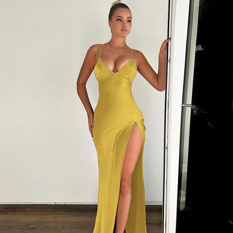 Puss Autumn/Winter Vneck Halter Evening Bodycon Streetwear Midi Dresses