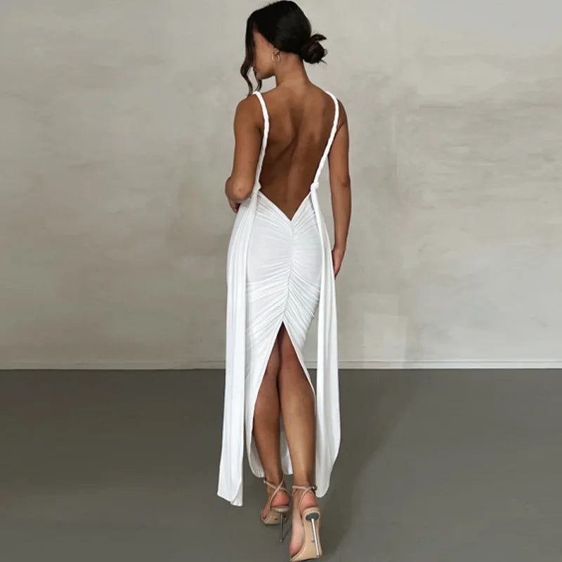 Bare Deep High Irregular Tight Female Midi Dresses