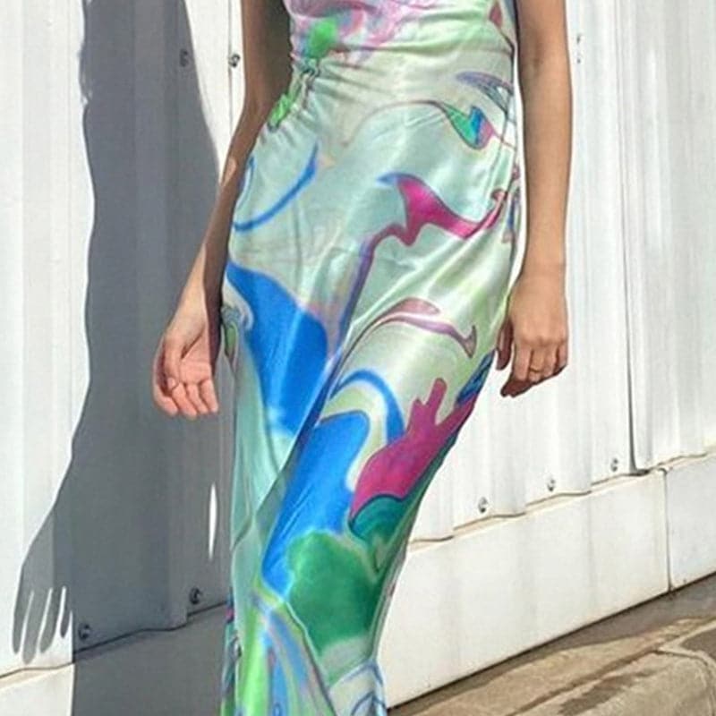 Women's Skirt Style Abstract Printed Sling Dress