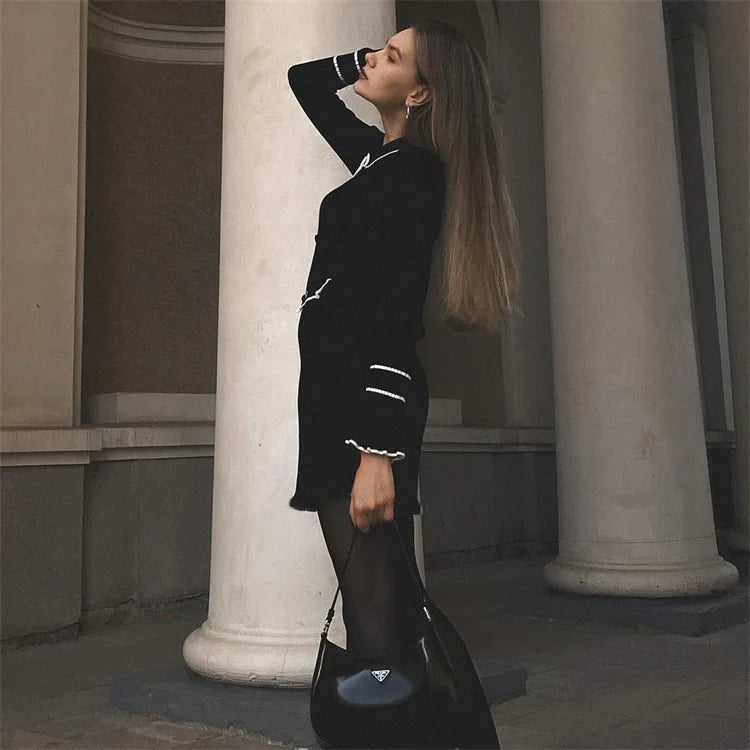 Short Slim French Strip Skinny Long Korean Midi Dresses