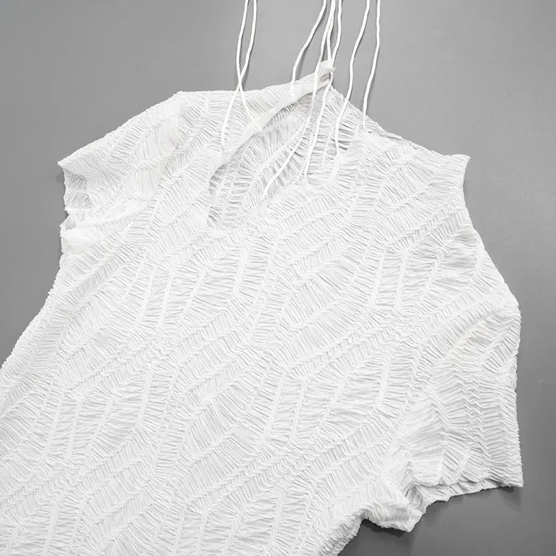 Lace Wrinkled Up Mini Dress