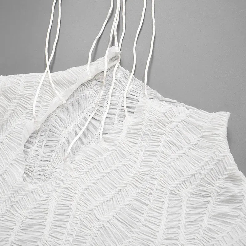 Lace Wrinkled Up Mini Dress