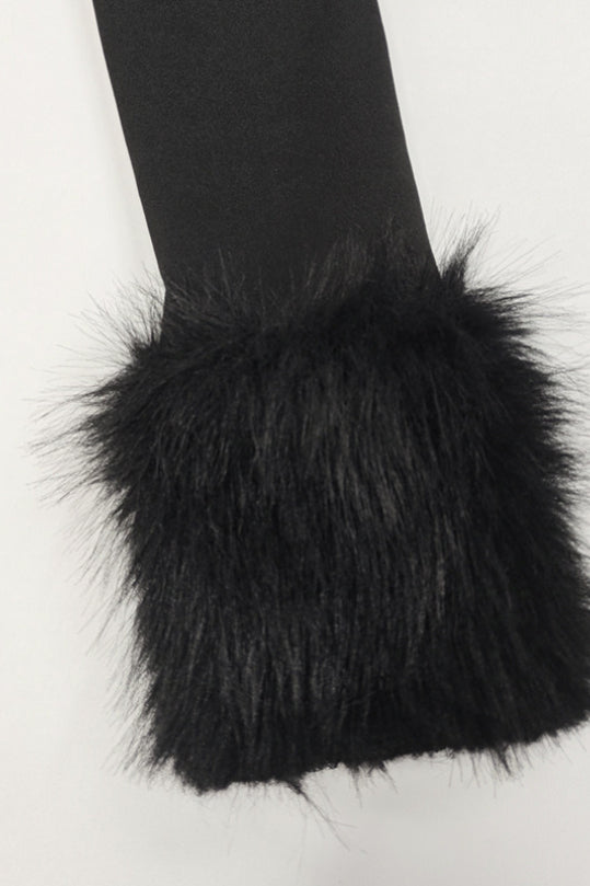 Fur Faux Collar Off Shoulder Bodycon Dress