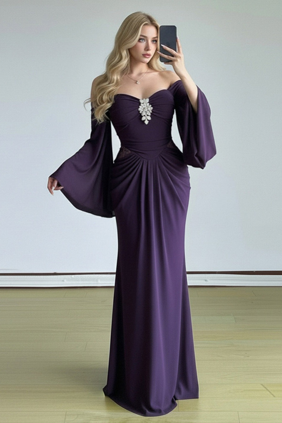 Bell Sleeved Tube Bodycon Prom Dress