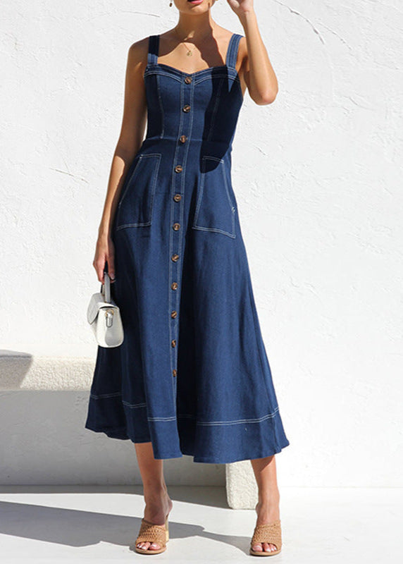 Indigo Santorini Denim Button Down Midi Dress