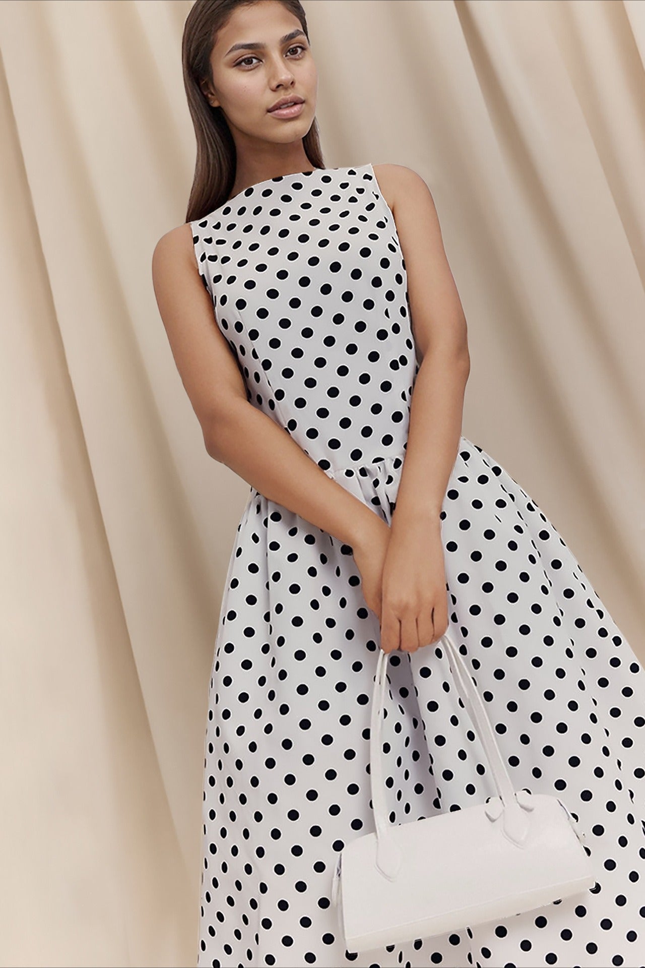 Chic Edition Polka Dot Sleeveless Maxi Dress