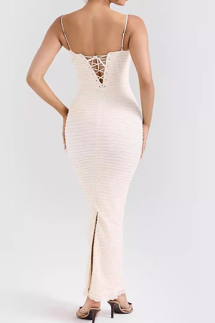 Strap Spaghetti Backless Bodycon Midi Dress