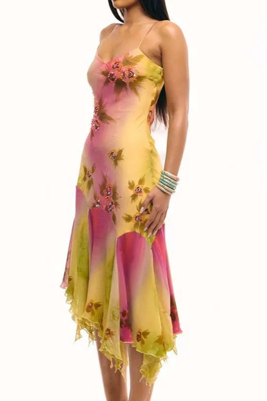 Printed Bohemian Halter Midi Dress