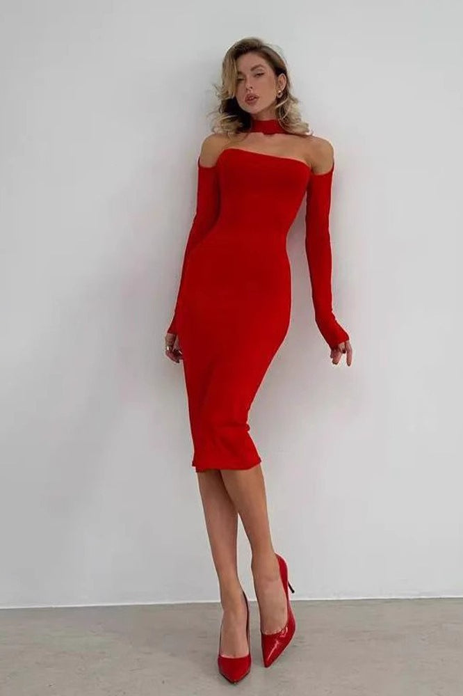 Cutout Strapless Bodycon Midi Dress